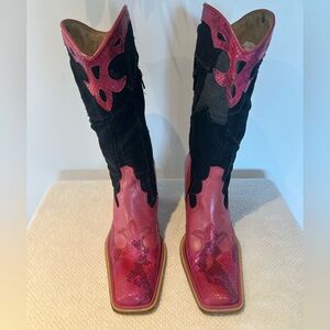 EL DANTES Vintage Snakeskin Leather and Patchwork Boots sz 38